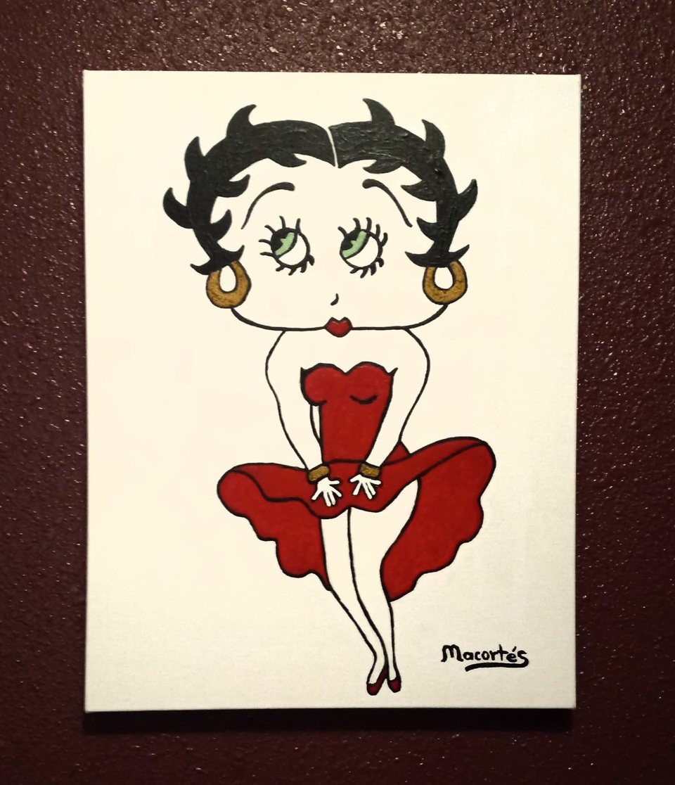 Betty Boop — acrílico sobre lienzo, 14 × 18 in