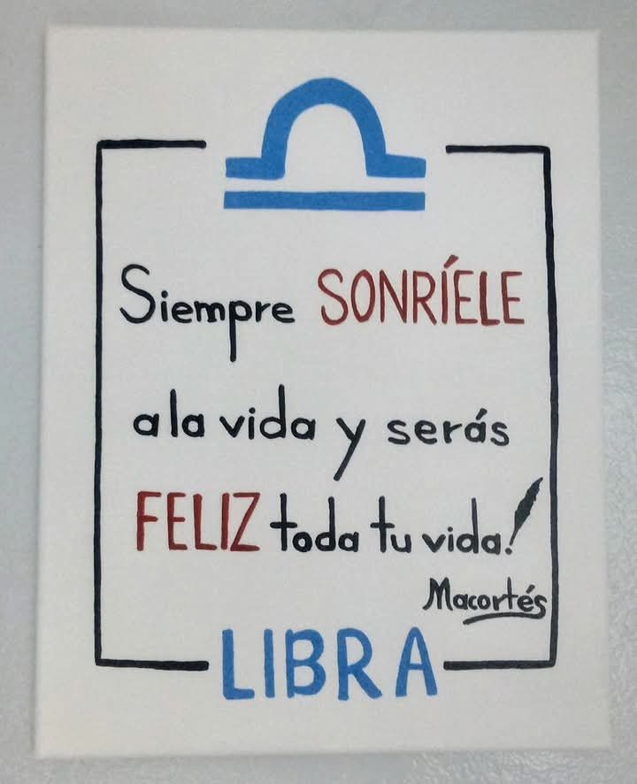 Libra — cuadro con frase, acrílico sobre lienzo