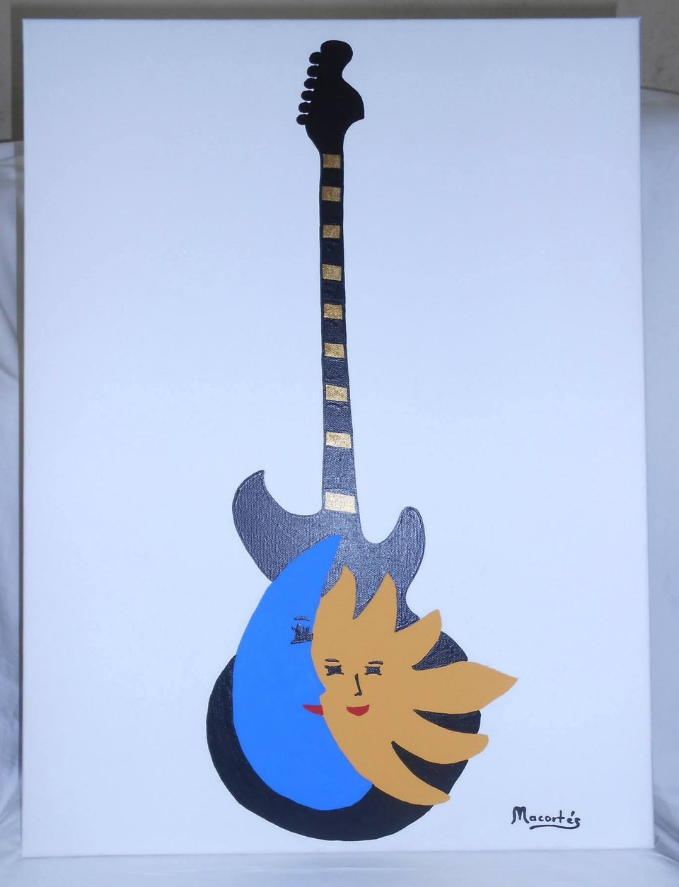 Eclipse Guitar — acrílico sobre lienzo, 18 × 24 in