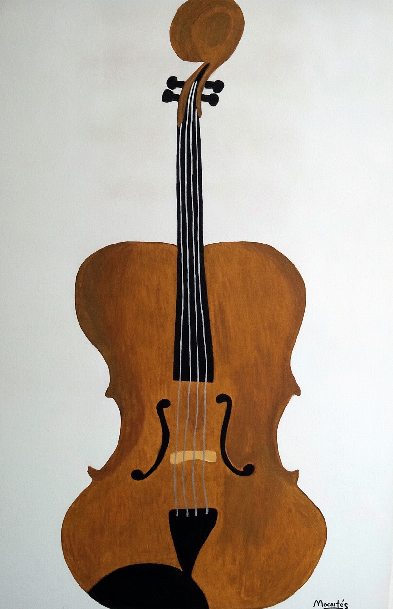Violín — óleo sobre lienzo, 24 × 36 in