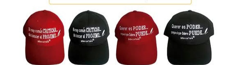 Cachucha con frase — negro y rojo