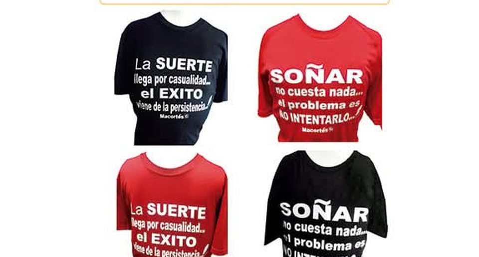 Playera con frase — negro y rojo, tallas S a XL